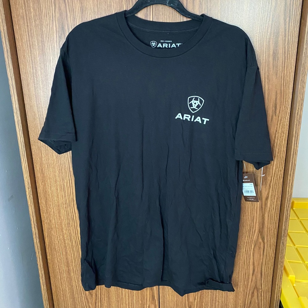 Ariat Graphic T-Shirt Men Large Black Mexico Flag Logo Short Sleeve Tee